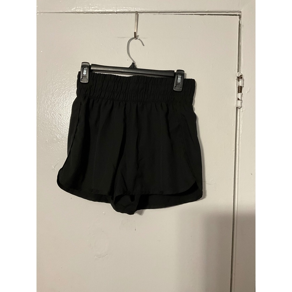 Jockey Womens Black High Waisted Athletic Shorts Smocked Waist Medium M‎